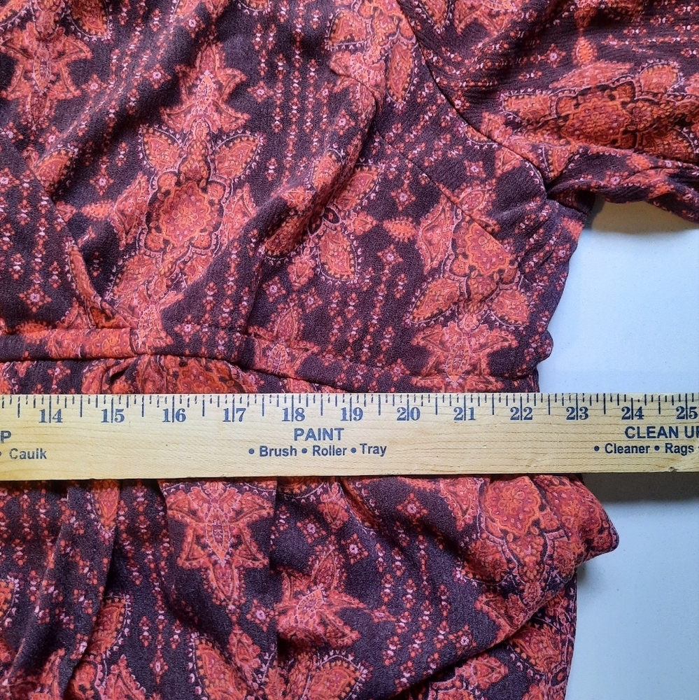 Torrid Midi Washable Crinkle Gauze Dress Size 4‎ 4X Surplice Neck Boho Medallion - Picture 14 of 16